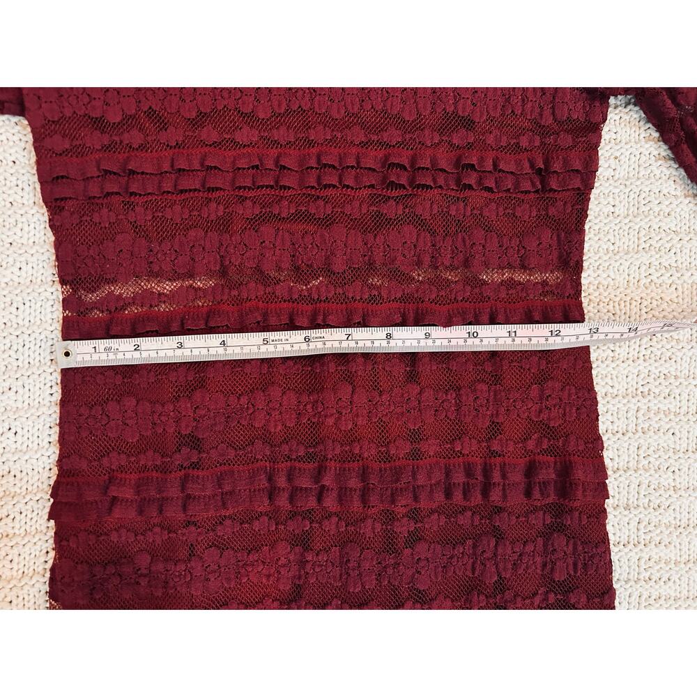 LUSH Reece Burgundy Lace Long Sleeve Bodycon Dress Large L - Picture 6 of 10
